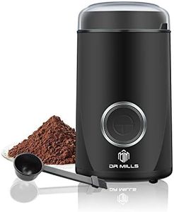 DR MILLS DM-7441 Coffee Grinder Electric, Coffee Bean and Dried Spice Grinder, One Touch Operation, Blade and Cup Made with SUS304 Stainless Steel(Black