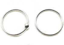 2 x Sterling Silver 10mm Nose Rings Ball & Seamless