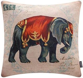 TRENDIN Vintage Elephant Circus Throw Pillow Cover 18x18 inch Party Carnival Decoration Cotton Linen Cushion Case for Sofa Couch PL466TR