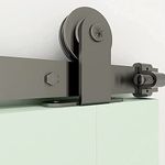 TSMST 5.5FT/173CM Sliding Door Track Kit, Internal Barn Sliding Wood Doors Rail T Mount Hangers Black for Single Door