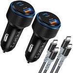 USB C Car Charger,Ancekoy 2-Pack 43W Dual Port Car Charger USB C Fast Charge,USB Cigarette Lighter Adapter Plug for iPhone 15 Plus/15Pro/15Pro Max,Galaxy S23 S22,Pixel,iPad (USB C to C Cable Included)