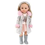 Bibi Doll 15" Fashion Doll American Style Baby Play Doll Movable Vinyl with Long Rotating Styling Hair and Cute Outfit, Toy (Emma - Long Coat)