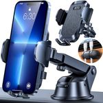 2024 Upgraded Pro Version Phone Holder for Car [Patent & Safety Certs] (Bumpy Roads Friendly) Universal Long Arm Military-Grade Strong Suction Cell Phone Mount Car Dashboard Windshield Vent,Black