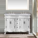 Silkroad Exclusive HYP-0145-WM-UWC-48 Bathroom Vanity, 48-inch, Antique White