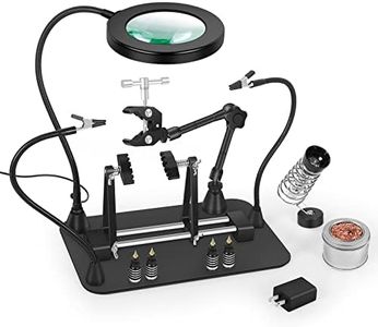 Helping Hands Soldering, Soldering Station, 12x7.8 Inch Extra Large & Heavy Duty Base 5x LED Magnifying Glass Solder Holder, Circuit Boards Holder for Repair Electronics PCB Board