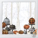 Dizzy Duck 2pcs Classy Halloween Pumpkin Window Stickers - Large Reusable Double Sided Autumn Fall Window Clings - Seasonal Decoration Home Café Shop Windows Decals
