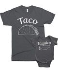 Threadrock Taco & Taquito Infant Bodysuit & Men's T-Shirt Matching Set (Baby: 12M, Charcoal|Men's: XL, Charcoal), Charcoal, Baby 12 Months/Men's X-Large