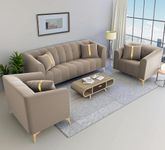 Adorn India Premium Mystic - 3 Years Warranty - 3+1+1 Sofa Set Velvet Suede Fabric - Beige