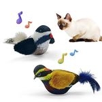 LEWISER Cat Toys Chirping Tit 2 Pcs with Catnip SilverVine, Suitable for Cat Wand Toys, Simulation Bird Design, Interactive Toys for Indoor Kitty Kitten Exercise, Orange and Black