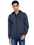 Alan Jones Clothing Men's Poly Cotton Hooded Neck Regular Fit Hoodie (SS-401-BGREY-S_Navy Melange_Small)