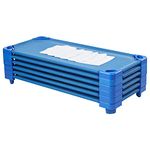 ECR4Kids Stackable Ready to Assemble Kiddie Cot with Sheet, Standard Size, Blue, 6-Pack