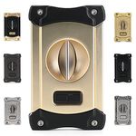 CiTree Cigar Cutter, Stainless Steel V-Cut Cigar Cutter with Build-in Cigar Puncher, Attractive Gift Box (Black & Gold)