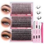 Focipeysa Lash Clusters Kit 360pcs Eyelash Extension Wispy Individual Lashes 30D 40D 50D Eyelash Clusters 9-16mm Natural Lash Extensions Kit with Lash Bond and Seal and Tweezers DIY Cluster Eyelashes