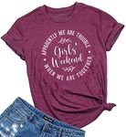 Qbily Girl's Weekend Shirt Matching Bestie Friends Vacation Trip Party Graphic Tees Tops for Women, Wine Red, X-Large