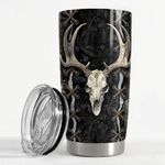 SANDJEST Hunting Tumbler Cup 20oz Hunting Gifts for Men Deer Skull Stainless Steel Insulated Tumblers Coffee Travel Mug Hunter Gift for Birthday Christmas