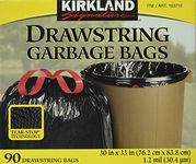 Kirkland Signature Drawstring Bags (Pack of 90/30 X 33), 90 Count