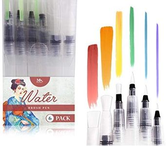 MozArt Supplies Water Brush Pens - Set of 6 Brush Tips Aqua pens - Great for Watercolor Paints, Water Soluble Pencils, Brush Pen, Markers - Refillable Brush Pens - Aqua Pen, Art Brushes