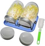 JINLICOME 2Pcs Sprouts Growing Kit Sprouting Jar Kit Sprouting Lids for 2Pcs Large Wide Mouth Mason Jars for Growing Broccoli, Alfalfa, Mung Bean. (32 oz)