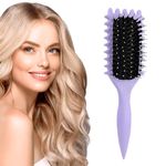 Curl Defining Brush, Slick Back Hair Brush, Curly Hair Brush, Boar Bristle Hair Brush, Hair Brush for Women, Curl Comb Blowout Teasing Brush for Hair Care, Curl Brush (purple)