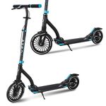 Aero Big Wheels Kick Scooter for Kids 8-12, Teens & Adults | Hand Controlled Disc Brake, Rubber Deck Mat & Dual Shock Absorption | Foldable & Height Adjustable, 250lbs