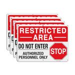 GicnKeuz "Restricted Area - Do Not Enter, Authorized Personnel Only" Metal Signs, 14 x 10 Inches Reflective Aluminum Signs, Fade Resistant/Waterproof, Easy to Install, Outdoor Use (4-Pack)