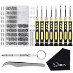 Eyeglass Repair Kit, SIQUK Glasses Repair Kit with 8 in 1 Magnetic Screwdriver and 6 Pairs Nose Pads, Screws Tweezers Glasses Cloth for Glasses, Eye Glass, Sunglass and Watch Repair