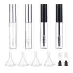 8ml Mascara Tube Empty and Wand Eyelash Cream Container Bottle 7ml Transparent Empty Mascara and Eyeliner Tubes with Rubber Inserts and Funnels Set for Castor Oil DIY Mascara（Silver, Black)