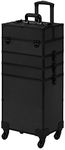 Dulcii 4 in 1 Professional Rolling Makeup Train Case Cosmetic Organizer Detachable Aluminum Makeup Travel Case Cosmetic Storage Case Artist Storage Trolley with 4 Wheels,32.7"x14"x10"