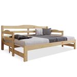 Daybed Cabin Bed SIngle Guest Bed Sofa Bed, Pull out Trundle for Living Room and Bedroom - (3 FT) 90 x190 cm -Natural