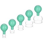 Navaris Cupping Massage Set - Set of 5X Glass Vacuum Suction Cups for Massaging Face, Legs, Arms, Back, Stomach, Body - Suction Cup Massage - Teal