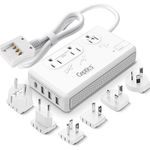 Ceptics 2000W Travel Voltage Converter for Hair Dryer & 200W Convert 220V to 110V for Curling Iron, Straightener, Chargers, Step Down World Power 4 USB Charging QC 3.0 SWadApt Type A, B, C, E/F, G, I