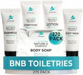 270 Piece Hotel Soap & Bulk Toiletries - Travel Essentials for BnB Hosts & Guests - Hotel Shampoo & Conditioner Supplies for Guests, Hotel Toiletries Bulk Set, Mini Bulk Travel Size Toiletries