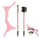 Gleva 3pcs Eye Makeup Tool, Eyebrow Brush Eyelash Comb and Eye Shadow Brush, Reusable Silicone Eyebrow Shaping Stencils, Professional Makeup Beauty Accessory Tool
