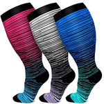 Plus Size Compression Socks for Women Men Wide Calf 15-20 mmHg Extra Large for Circulation Support Recovery