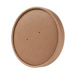 BIOZOYG Disposable Cup Lids for Organic Food Cups 24oz, 32oz I Compostable Cups Disposable Lids with water-based lacquer coating & Steam Holes I 25 biodegradable Cup Lid Cardboard brown