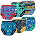 FLYISH DIRECT Potty Training Pants, Toddler Training Pants Absorbent, Car Training Pants for Boys, 100% Cotton, 6Packs, 4T