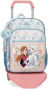Disney Girl's Own Your Destiny Luggage- Messenger Bag, Blue, Mochila Escolar con Carro, School Backpack with Cart