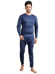 KETKAR Men Winters Woolen Thermal Wear Upper Lower Inner Set, Round Neck Fleece Thermal Wear Set, Winter Body Warmer for Boy_Blue,Pack of 1(90_Large)