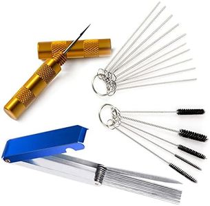 Gzingen Airbrush Cleaner Spray Cleaning Repair Tool-13 Wires Torch Tip Cleaner Tool, 10 Cleaning Needles, 5 Cleaning Brushes, 1 Wash Needle-Carb Cabon Jet Cleaner Remove Nozzle Paint Dirt Tattoo Tube