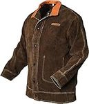 YESWELDER Leather Welding Jacket for Men Women，Heavy Duty Welder Jacket，Heat Flame Resistant Welding Coat, Bbrown, XX-Large