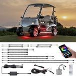 Roykaw Golf Cart Underglow LED Strip Lights Accent Neon Lighting Kit w/Wheel Well & Interior Lights for EZGO Yamaha Club Car, Million Colors/Waterproof IP68/Sync to Music, Fits 12V - 80V, 12 PCS