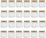 Cornucopia 4-Ounce Hexagon Jars (24-Pack); Clear Glass Bottles for Spices, Party Favors, Jams Etc