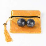 Dark Grey Marble Baoding Health Stress Exercise Balls Chinese Exercise Stress Balls Craft Collection (bag-packed)-1.4'' Bag Package