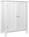 ZENY Bathroom Floor Storage Cabinet with Double Door + Adjustable Shelf, Wooden Organizer Cabinet for Living Room, Bathroom, Bedroom, Modern Home Furniture (White)