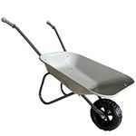 ASC - Child Kids Metal Wheelbarrow - Metal Tray & Frame, Rubber Handles, Puncture-Resistant Tire, Grey - Outdoor, Educational, Farm, Gardening Toy, Play, Game