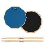 Donner Drum Practice Pad，12 Inches Silent Practice Drum Pad 2-Sided With Drum Sticks，Blue