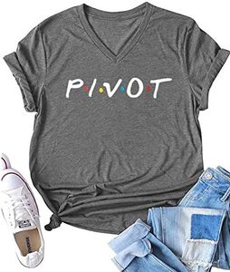 AEURPLT Pivot Friends T Shirt Women Teen Girls V Neck Funny Graphic Summer Short Sleeve Casual Tops Tees