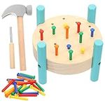 jojofuny Puzzle Toy 1 Set Wooden Hammer Toy, Fun Game Pounding Bench, Nails Pounding Hammering Toy Kit, Montessori Developmental Toy for Kids Boys Girls Toddlers Educational Toys