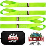 Vehiclex Soft Loop Motorcycle Tie Down Straps 1.5 x 18 inches - Green - 10000 lb Load Capacity - 4 Pack Tie-Down Loops in Storage Bag – Secure Trailering of Bikes, ATV, UTV, Lawn Equipment