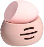 BS-MALL Makeup Sponge Holder – 2 in 1 Shatterproof Eco-Friendly Silicone Beauty Make Up Blender Case for Travel Stand Storage Egg Powder Puff Display Stand with 1 Makeup Sponge